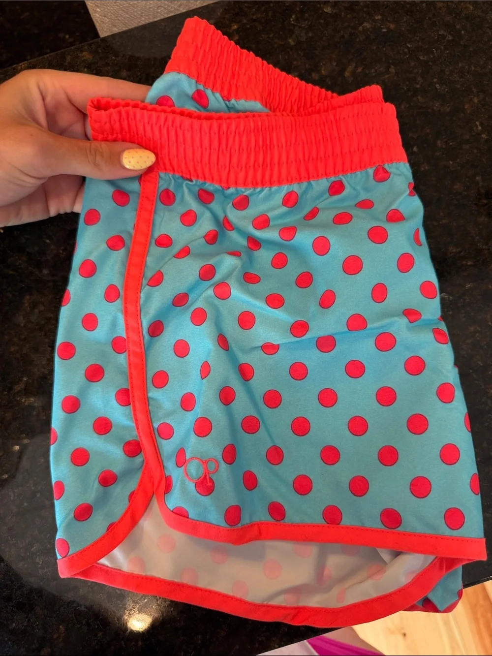 Kid’s Polka Dot Active Shorts - Turquoise & Coral